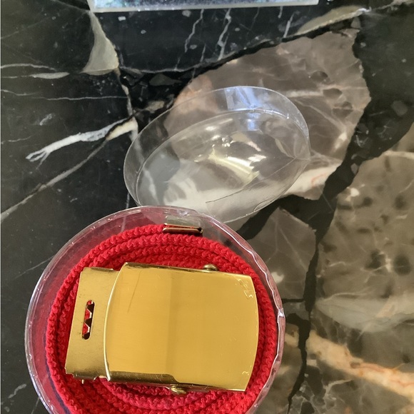 NWOT vintage men’s set of 3 interchangeable web brass tip brass buckle belts - Picture 5 of 5